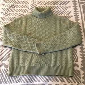 Neiman Marcus Cropped Cable Knit Cashmere Sweater
